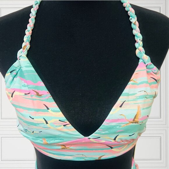 ESTIVO Two Piece Swimwear Matching Set Halter Triangle Top Hi-Rise Knot Bikini - Picture 6 of 10